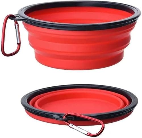 OOYES 2 Pack Dog Collapsible Bowl,Pet Silicone Food Bowl Small,Collapsible Dog Bowls,Travel Dog Bowl,34oz Portable Water Bowl for Dogs,Foldable Dog Bowl,Cat Travel Food Bowls Easy to Carry (Red)