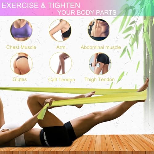 Jedebartey Resistance Bands, Exercise Band with 3 Strength Levels Optional 1.5m Long Stretch Bands for Women Men Yoga Pilates Strength Training Workouts Physiotherapy (Yellow - Light 15lbs) — view 5