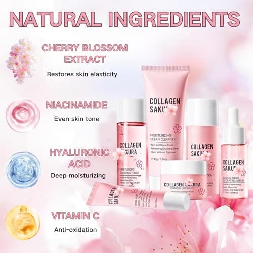 6 PCS Skincare Set Gifts for Teenage Girls, Travel-Sized Skincare Set, Japanese Skin care Set with Cleanser, Serum, Toner, Lotion, Hydrating Cream, Eye Cream, Pamper Gifts for Women — view 6