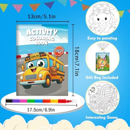 Aannanl 24 Pack Mini Colouring Books for Party Bags with 8-in-1 Crayons — view 3