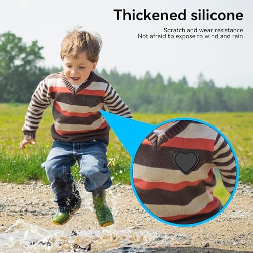 DDJ for AirTag Holder for Kids (2 Pack), Hidden Silicone Case for AirTag GPS Tracker for Kids with Invisible Pin, Anti Lost, Elderly, Luggage, Clothing, Backpack, Family Travel (Black,Pink) — view 6