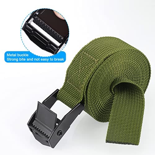 Hejo 6PCS Ratchet Straps, Green Ratchet Tie Down Straps with Cam Buckle, Heavy Duty Tensioning Belts Adjustable Lashing Straps for Motorcycles, Bikes, Luggage(250x2.5cm) — view 3