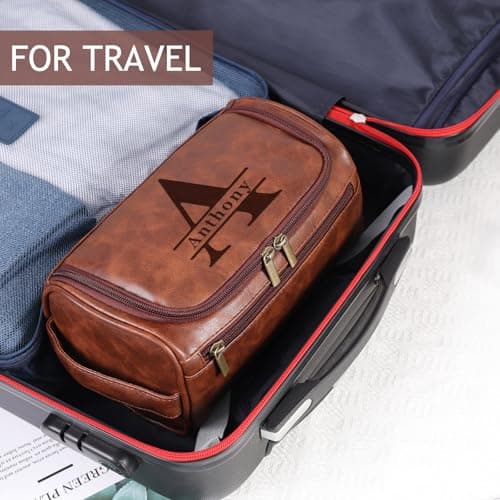 Personalized Toiletry Bag for Men, Custom Engraved Travel Dopp Kit Bag, Customized Name Initials Gift for Groomsmen, Best Man, Father's Day, Wedding, Birthday, Husband, Grandpa — view 6