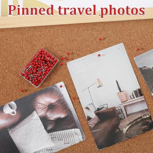 200 PCS Red Push Pins, Small Round Head Map Pins for Travel Map, 1/8 Inch Red Thumb Tacks for Map, Cork Board, Bulletin Board, Wall — view 6