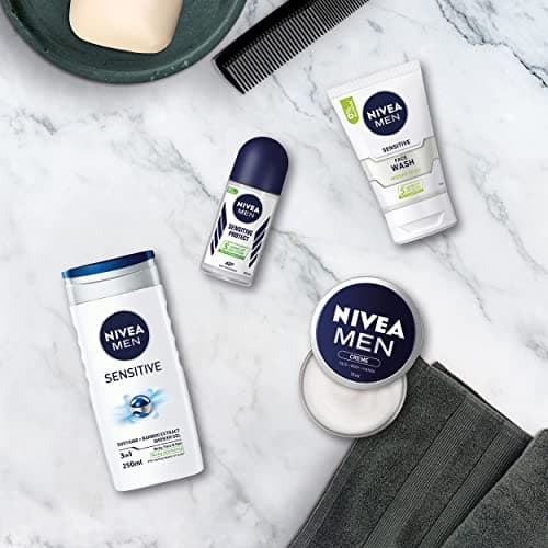 NIVEA MEN Set To Go Wash Kit Gift Set (5 Pieces), Men's Gift Set Includes Shower Gel, Face Wash, Anti-Perspirant Roll-On, Moisturising Cream and Hanging Wash Bag — view 4