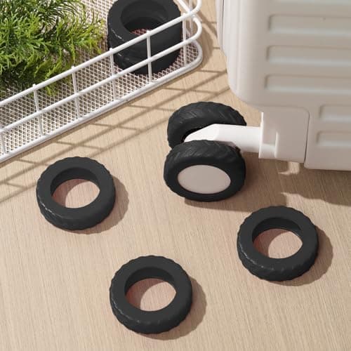 8pcs Silicone Luggage Wheel Protector Covers, Black Travel Accessory — view 5