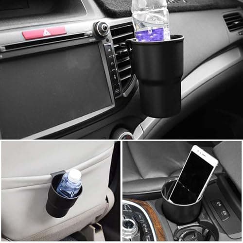 Generic Universal Car Cup Holder, Premium PP Material with Sturdy Mounting for Air Vent, Convenient Storage for Cups Phones Keys, Black Brown Beige, 10.5 X 8.5 X 7cm (Black) — view 3