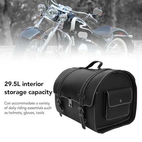 PolyGen Motorcycle Tail Bag with Combination Lock for Scooters/Electric Vehicles, 29.5L Large Capacity Water Defiance Motorcycle Trunk Bag for Helmet Storage (Black) — view 4