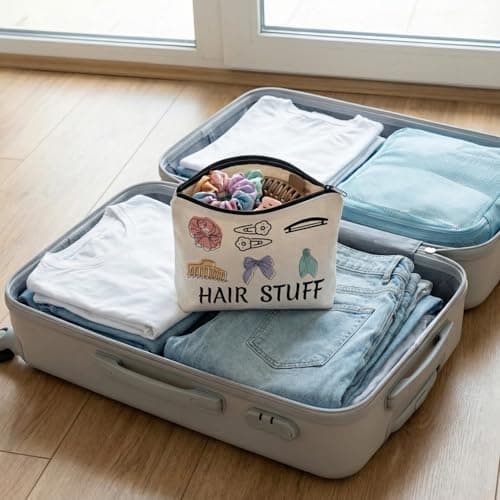 Hair Accessories Organiser Bag,Large Capacity Hair Clip Scrunchie Claw Pins Hair Stying Tools Stuff Storage Pouch Case for Women Girls Travel — view 4