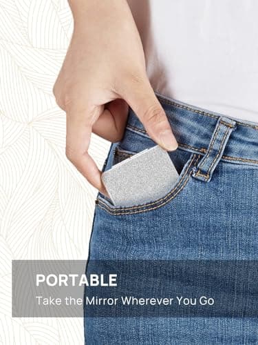 OMIRO Compact Mirror with 1x/3x Magnification, 2-Sided with PU Leather, Pocket Mirror for Wallet, Travel, Gift (Glitter Silver) — view 6
