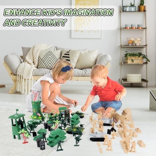 deAO 100 PCS Military Play Set with Toy Soldiers, Toy Army Figures, Tanks — view 3