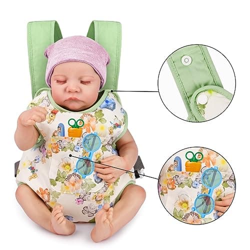 Aolso Baby Carrier Soft Cotton, Front and Back Carrying with Adjustable Straps for 14" to 18" Doll, Carrier Accessories for Kids (Green) — view 4