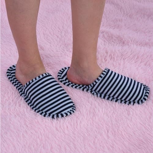 Kikumi Travel Portable Foldable Reusable Indoor Soft Cotton Anti Slip Slippers for Home Hotel (Male) — view 2