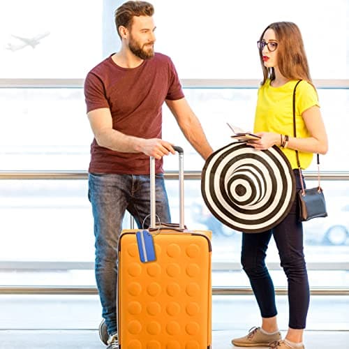 Flintronic 2 Pcs Luggage Tags, Aluminum Alloy Baggage Labels, Suitcase ID Tag Set, Handbag Tag Labels Travel Accessories for Checked Luggage, Hand Luggage and Handbags - Blue — view 5