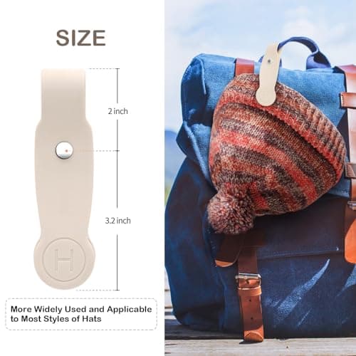HKNR Magnetic Hat Clip for Travel, Strong Silicone Hat Holder for Bag Backpack Luggage, Hands Free Travel Accessories for Women & Men, Secure Grip for Sun Hats & Caps - 2 Pcs Beige — view 3