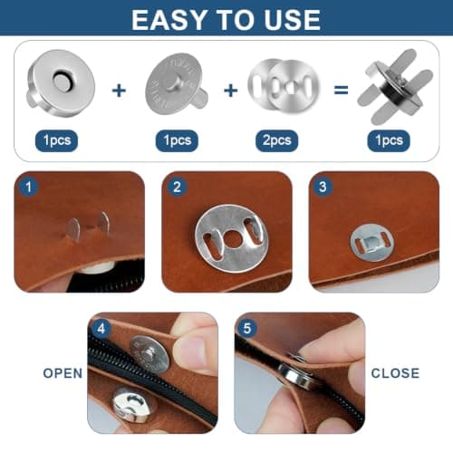 Vicloon 12PCS Magnetic Press Stud Clasps Buckles, 18MM, 4 Colors — view 5