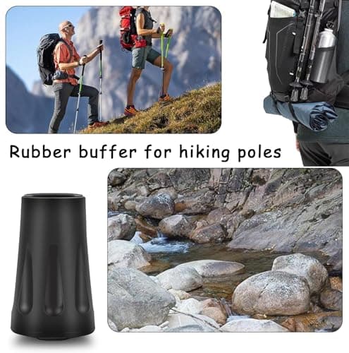 6-Pack Heavy Duty Walking Stick Tips - Reinforced Rubber Ferrules for Trekking Poles, Hiking Sticks & Canes - Universal Fit Non-Slip Replacement Caps — view 3