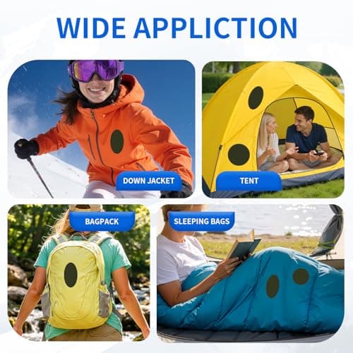 Skystuff Self-Adhesive Nylon Patches for Clothing & Tent Repair Kit – 48PCS Waterproof Ripstop Fabric Repair Tape for Down Jacket, Puffer Coat, Sleeping Bag, Backpack, Outdoor Gear Fix, Army Green — view 6