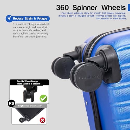 Aerostar 28" Large Suitcase Super Lightweight 4 Wheel Dual Spinner ABS Hard Shell Check in Luggage with Integrated Combination Lock for 23kg (Royal Blue, 100 Litre) — view 5