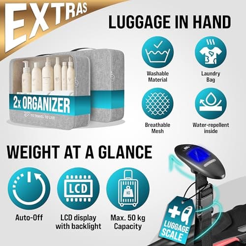 Monzana® 4 Pc Hard Shell Suitcase Set, Small Cabin Suitcase M, L, XL Black — view 2
