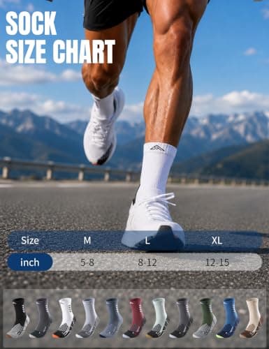 Lounwee Crew Compression Running Socks: 15-20 mmhg Arch Support Compression — view 6