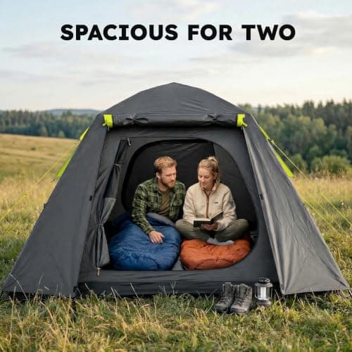 Outsunny Camping Tent 2 Man Dome Tent 3000mm Waterproof Grey & Green — view 3