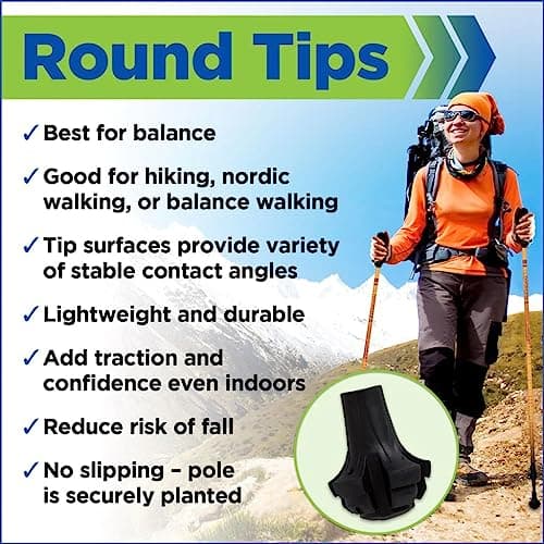 York Nordic Motivator Walking Poles for Balance and Rehab - Patented Stability Grips - Lightweight, Adjustable, and Collapsible - 2 Pieces Adjustable w/flip Locks - Heights 4'6" up to 6'2" - 230 lbs — view 5