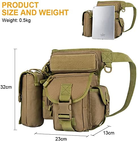Flintronic Tactical Drop Leg Waist Bag, Multi-Purpose Waterproof Outdoor Military Hip Thigh Tool Bag Fanny Pack with Water Bottle Pouch, for Hiking Travel Motorcycling Camping Fishing — view 2