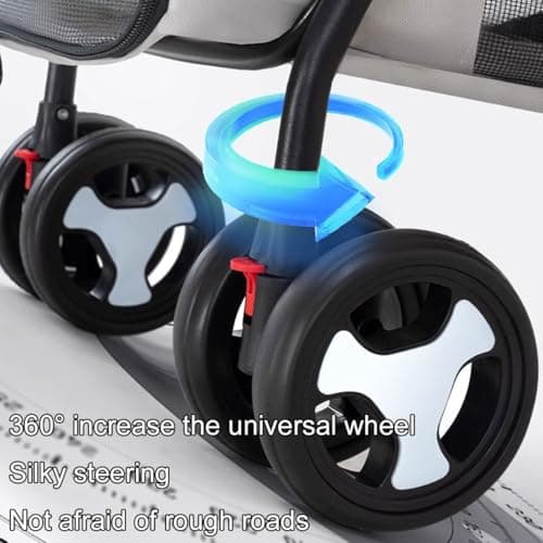 Double Pet Stroller for Small/Mum Dogs & Cats - Foldable Travel Stroller with Mesh, Detachable, Sun ES & STO ket - Perfect for Pet Owners — view 6