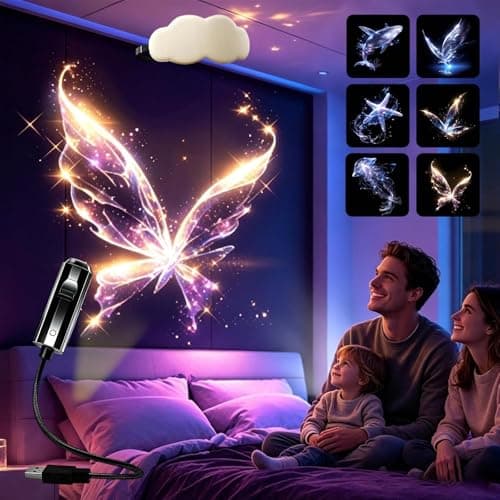 Plug-and-Play HD Star Projector, 360° Rotating USB Galaxy & Moon Projector Night Light, Planetarium Star Projector for Relaxing Meditating Bedroom Kids Room Living Room Ceiling Wall(Butterfly Ocean)