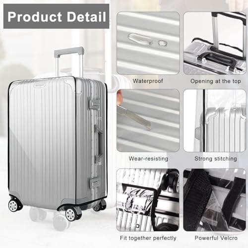 DAWRIS 3Pcs Clear Suitcase Covers 20+24+28 Inch PVC Luggage Covers for Suitcases Waterproof Suitcase Protector Away from Scratch Dyeing Transparent Luggage Protector for Business Trip Daily Using — view 3