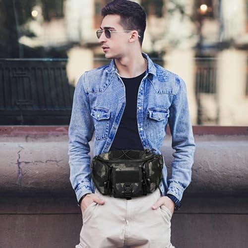 Huntvp Tactical Bumbag Waist Bag Military Waist Pack Bum Bags for Men and Women, Camo Bum Bag Belt Bags for Outdoors Walking Running Hiking Camping Climbing Trekking (Camo-l) — view 5