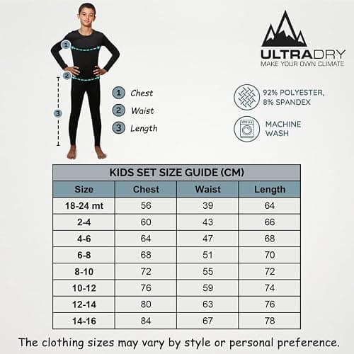 Ultra Dry Children Thermal Underwear Set by Outland; Base Layer; Soft Fleece; Top&Leggings, Grey 12-14 — view 5
