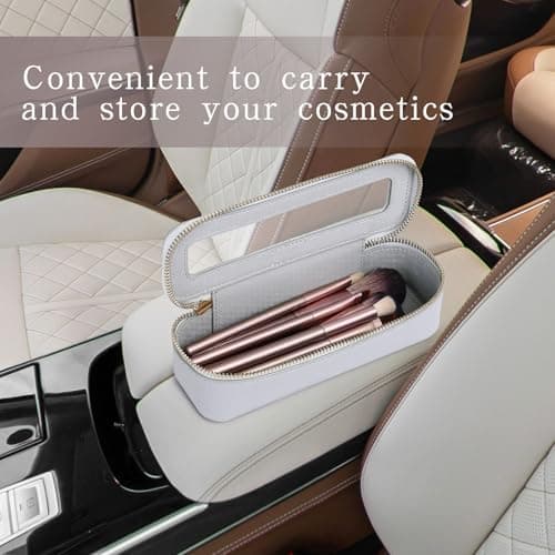 Pinkmik Makeup Brush Bag Slim Clear Makeup Bag Transparent Travel Cosmetic Case & Toiletry Bag with Zipper Small Beatuy Makeup Bag Purse Organizer for Women, Gray, SLIM-3, Makeup Brush Case — view 6