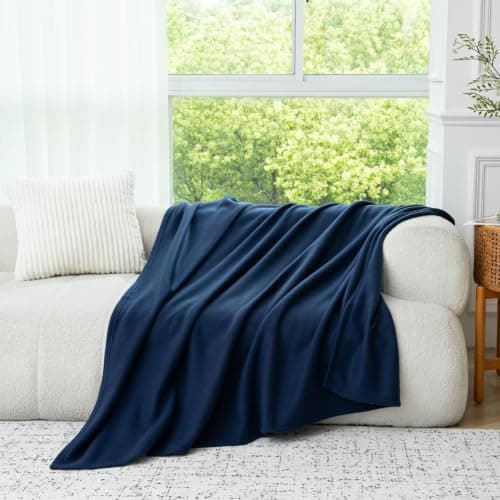 Adore Home Soft Warm Polar Fleece Blanket Large - Cosy Throw for Sofa, Bed, Travel, Car and Camping, 120x150cm, Navy — view 2