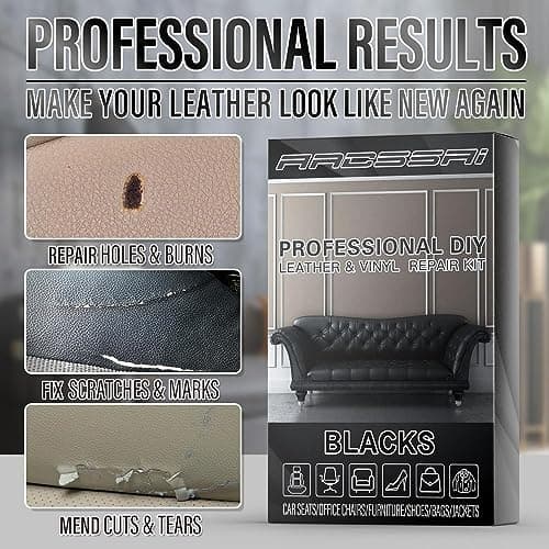 Black Leather and Vinyl Repair Kit - Restorer of Your Furniture, Car Seats, Sofa, Jacket, Purse, Belt, Shoes | Genuine, Italian, Bonded, Bicast, Pu Leather |No Heat Required | Repair & Resto (Black-1) — view 3