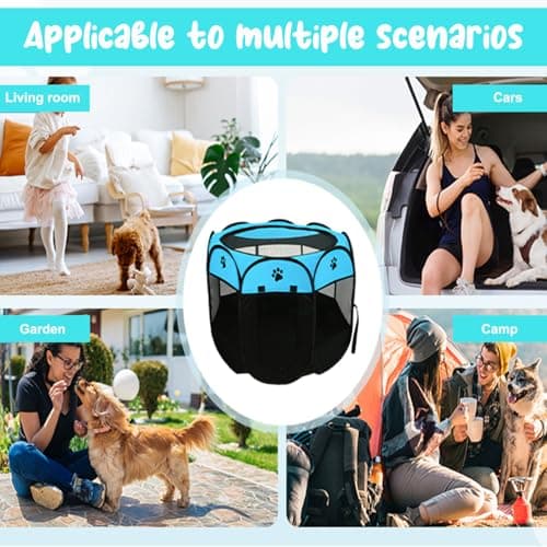 Pet Playpen Portable Dog Pen Foldable Pop Up Cat Play Pen, Oxford Fabric Soft Dog Crate Cage Puppy Pen for Indoors Outdoor Travel, Cat Tent Whelping Box for Kitten Rabbit Hamster Guinea Pig (Grey M) — view 6