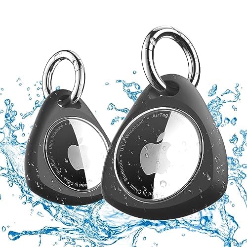 iFalarila 2 Pack Waterproof Holder Case for AIRTAG, 360° Protective Keyring Holder for AIRTAG, Shockproof, Anti-Scratch TPU Full Cover Case for Luggage, Pet Collar, Bag