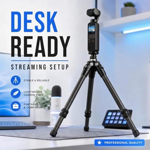 True Carbon Fiber 3model Micro Desktop Mini Tripod for Insta360 Insta 360 X5 X4 X3 X2 R X GO 2 one R RS for DJI OSMO 360 Action Camera Accessories (Black) — view 5