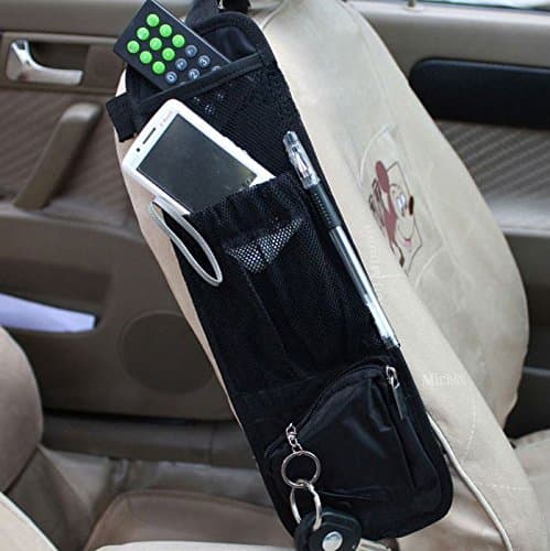 Vinsani® Car Seat Side Pocket Organizer – Multi-Purpose Hanging Storage Pouch for Phones, Keys, Drinks & Accessories – Waterproof Fabric with Adjustable Straps – 38 x 12.5 cm – Black — view 5