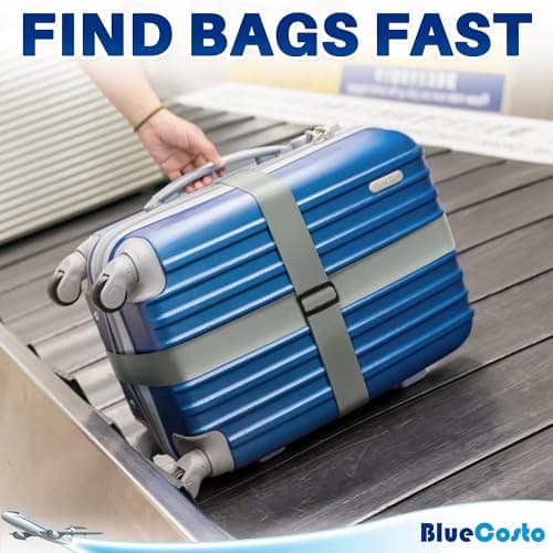 Luggage Straps for Suitcase - Silver, 1.9m x 5cm, 4 Pack - Strap for Suitcases - TSA Approved by BlueCosto — view 5
