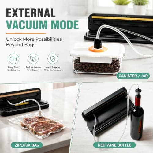 Vacuum Sealer Machine, 75 kPa Food Vacuum Sealer Machine with 100 Pcs Vacuum Seal Bags | Multi-Functional Easy Seal Bag Sealer with UV Sterilization, 30cm Longer Seal | For Kitchen Food Preservation — view 6
