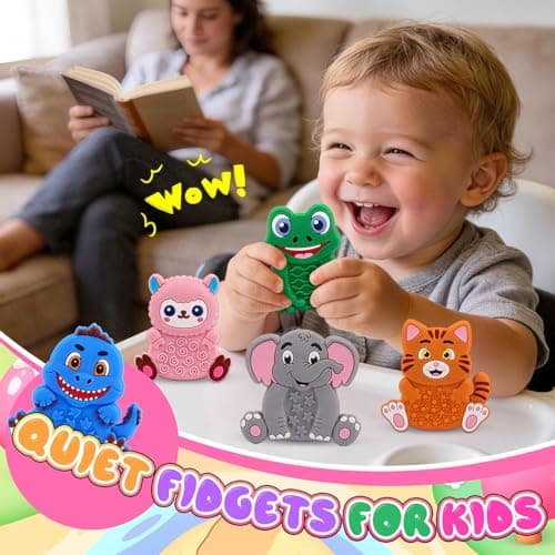 Bambebe 12 Pack Animal Texture Sensory Toys, Silicone Quiet Fidget Toys, Portable Travel Toys for Airplane Car Road Trip, Calming Stress Relief Gifts for Classroom — view 5