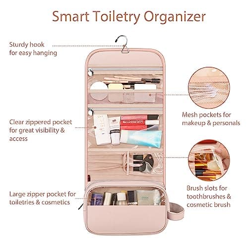 FINPAC Portable Toiletry Travel Wash Bag, Large Hanging Makeup Organiser — view 2