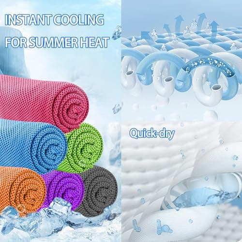 WIURGOHA 6 Pack Cooling Towels for Neck and Face,Microfiber Cooling Gym Towels,Soft Cooling Neck Towels Rags Cooling Neck Wraps Sweat Towel for Sports,Gym,Yoga,Workout,Running,Camping(40"x12") — view 3