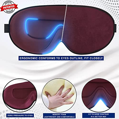 100% Blackout Sleep Mask for Women & Men - Eye Mask - Zero Eye Pressure Eye Mask for Sleeping - Eyelash & Eye Movement Friendly Sleeping Mask with Adjustable Strap - Premium Sleep Mask for Travel — view 5