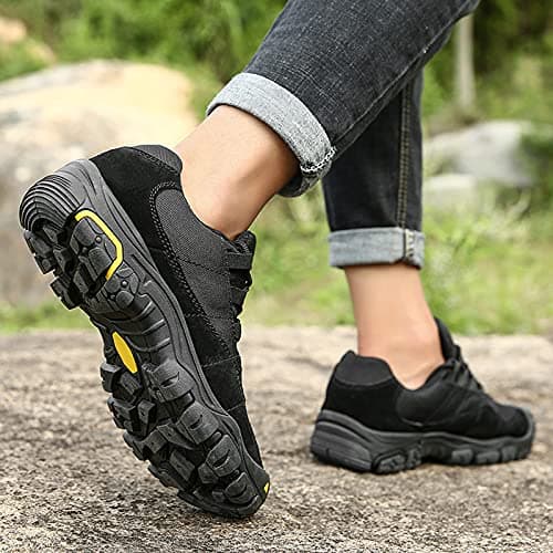 LZQpearl Men's Trekking & Hiking Shoes, Outdoor Walking Shoes for All-season, Lightweight Low Top Sports Shoes, Climbing, Travelling, Fishing Camping, Running (Black,38 (UK 5.5)) — view 6