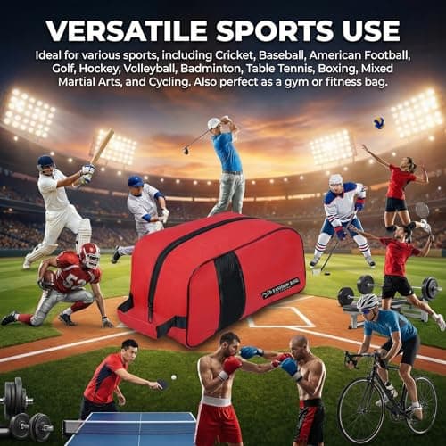 Waterproof Sports Boot/Shoe/Travel Bag for Football Cricket Rugby Golf Toiletry Gym for Men/Women (Black & Red, 2 Pcs) — view 5