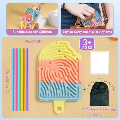 Afufu Fidget Toys for Autism Kids 3+ & Adults, Double-Sided Sensory Activity Board with 12*Silicone Strings, Special Needs Developmental Toys, Travel Games Toddler Plane Activities Stress Relief — view 2