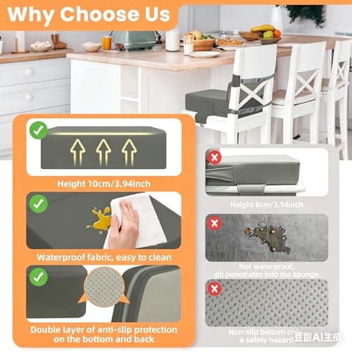 Wooshwa Kids Booster Seat for Dining Chair, Backrest, 10cm PU Waterproof — view 5